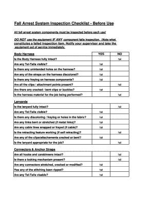 7 Essential Items For Fall Protection Inspection Form In Excel