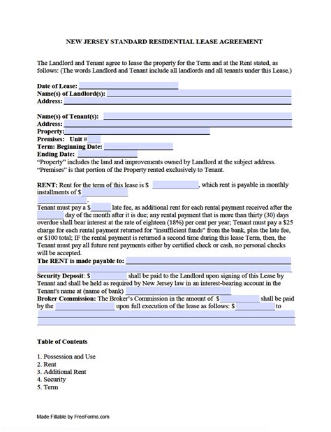 7 Key Points In Nj Realtors Standard Lease Form