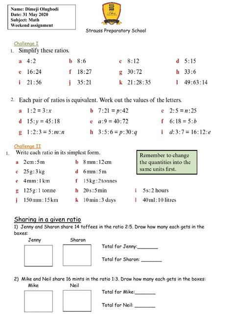 7 Ratios And Proportions Form G Answer Key