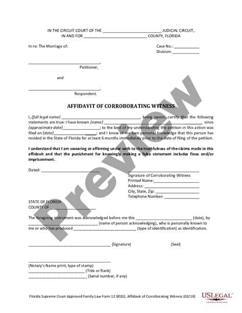 7 Steps To Complete Affidavit Of Corroborating Witness Florida Form