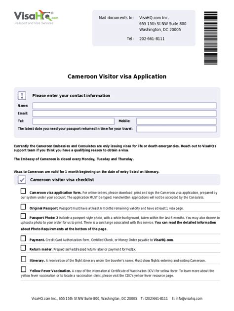 7 Steps To Fill Visa Application Form Cameroon