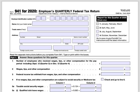 941 Form Fillable And Printable Version Guide