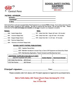 Aaa Safety Patrol Order Form Made Easy