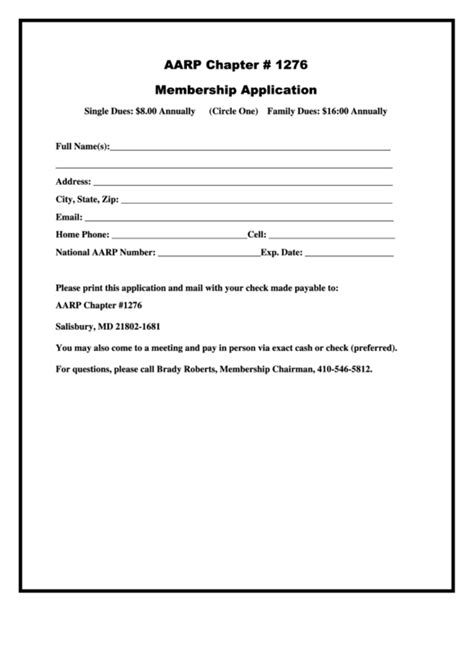 Aarp Membership Printable Application Form