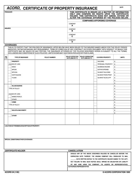 Acord 24 Form Fillable: Simplify Your Insurance Certificates