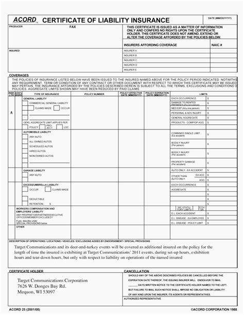 Acord 25 Form Fillable Pdf Download And Instructions