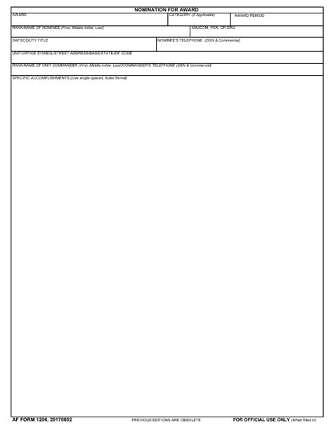 Af Form 1206 Example And Guide