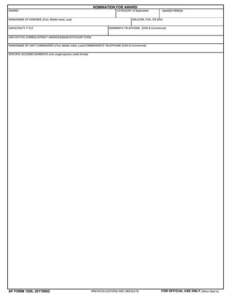 Af Form 1206: Officer Performance Report Guide