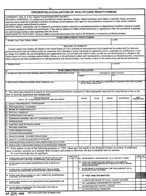 Af Form 1562: Understanding The Air Force Leave Request