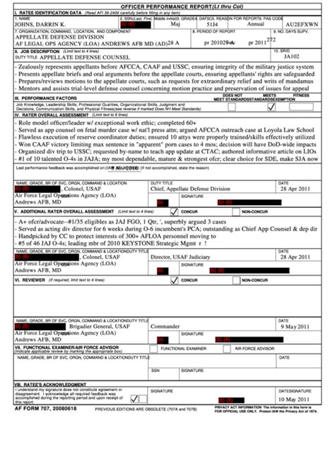 Af Form 623: Officer Performance Report Guide