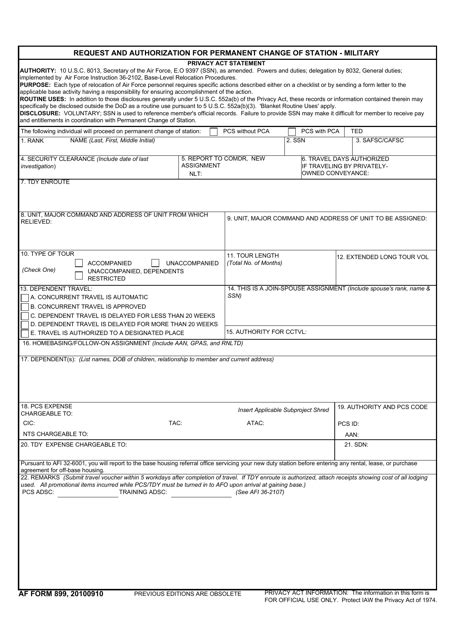 Af Form 899: Understanding The Air Force Evaluation Form