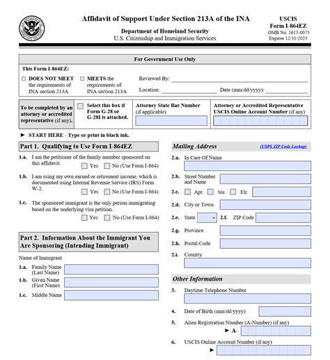 Affidavit Of Support I-864ez Form: A Simplified Guide