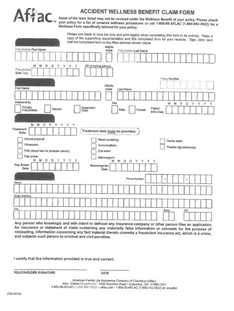 Aflac Wellness Claim Form: 5 Easy Steps To Completion