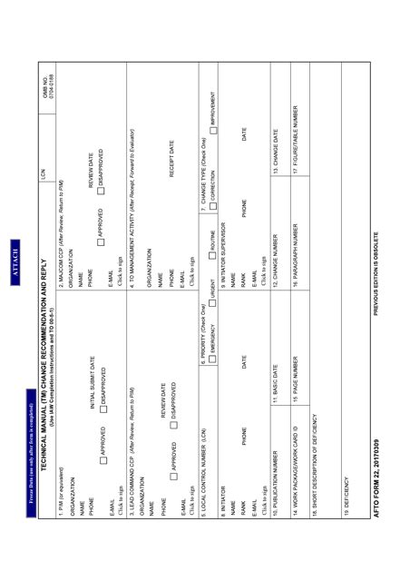 Afto Form 22: Aircraft Maintenance And Inspection Records