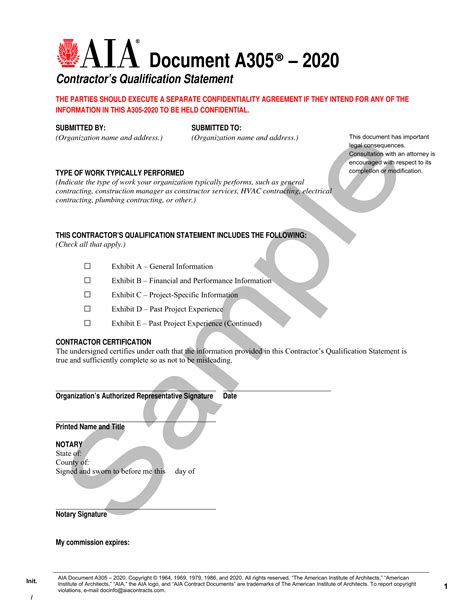 Aia A305 Form: Contractors Qualification Statement Explained