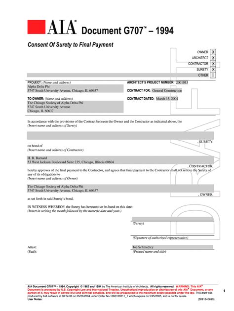 Aia Form G707 Free Download Guide