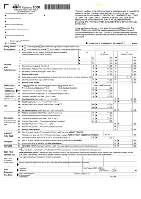 Alabama Form 40nr: Non-Resident Income Tax Return Guide