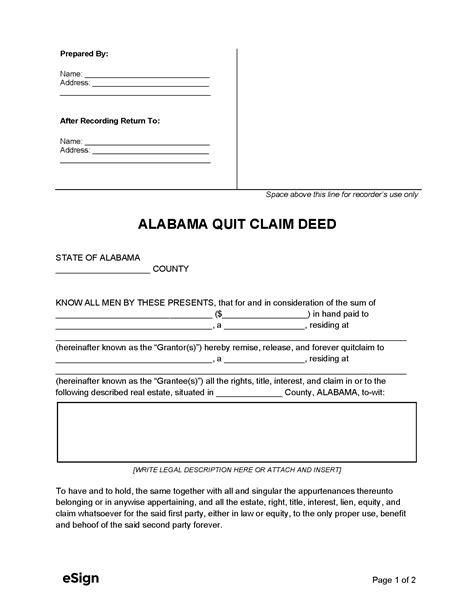 Alabama Quit Claim Deed Form: A Step-By-Step Guide