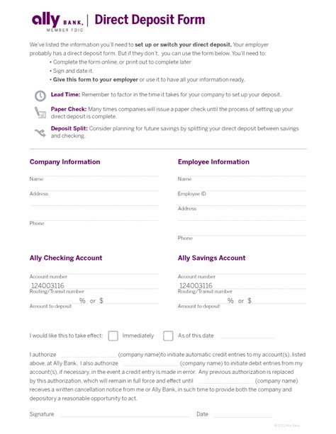 Ally Bank Direct Deposit Form Made Easy