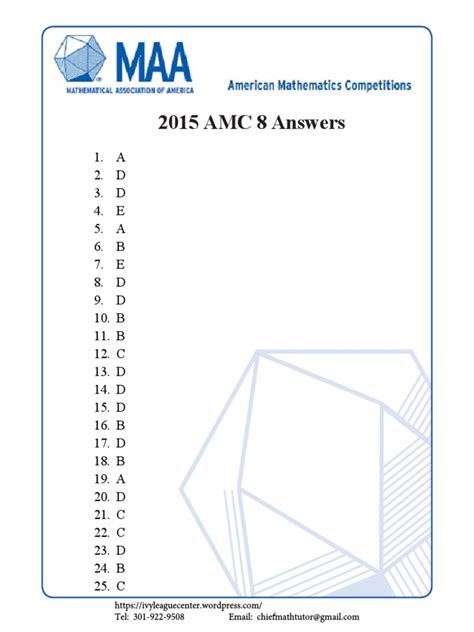 Amc 8 Answer Form: Simplified Solutions For Young Mathletes