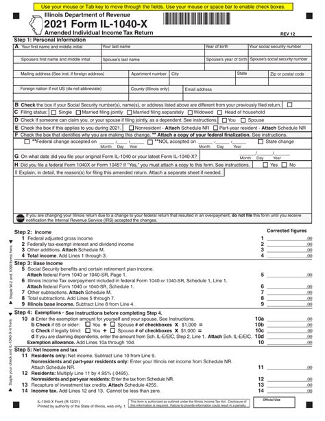 Amended Tax Return: Guide To Form Il 1040-X