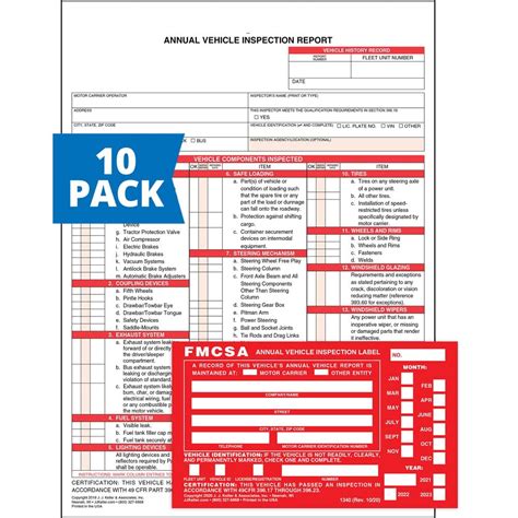 Annual Vehicle Inspection Form And Label Requirements