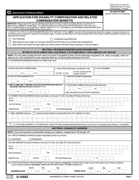 Application For Disability Compensation Form 21-526ez Guide