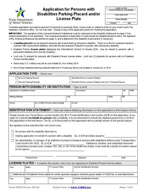 Apply For Texas Disability Placard Form Online Today