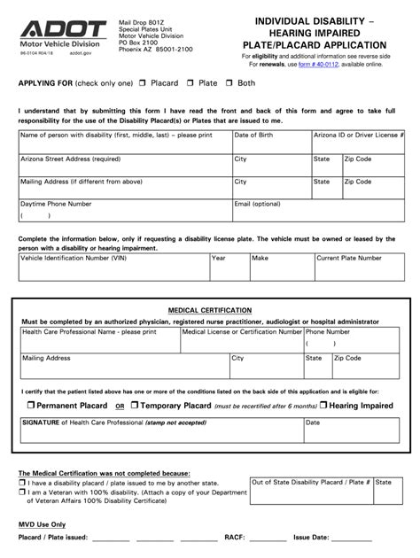 Arizona Adot Handicap Placard Application Form Guide