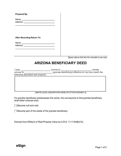 Arizona Beneficiary Deed Form Made Easy: 5 Key Steps