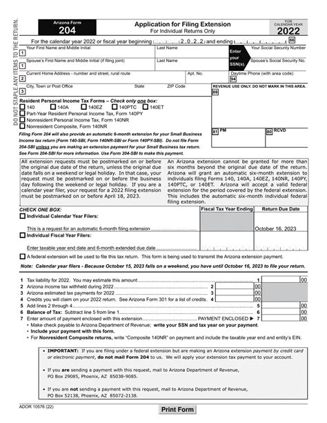 Arizona Extension Form: A Step-By-Step Filing Guide