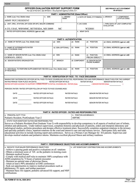 Army Oer Support Form Example And Writing Guide