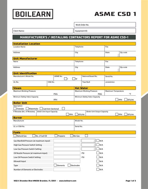 Asme Csd-1 Form: A Comprehensive Guide To Boiler Safety