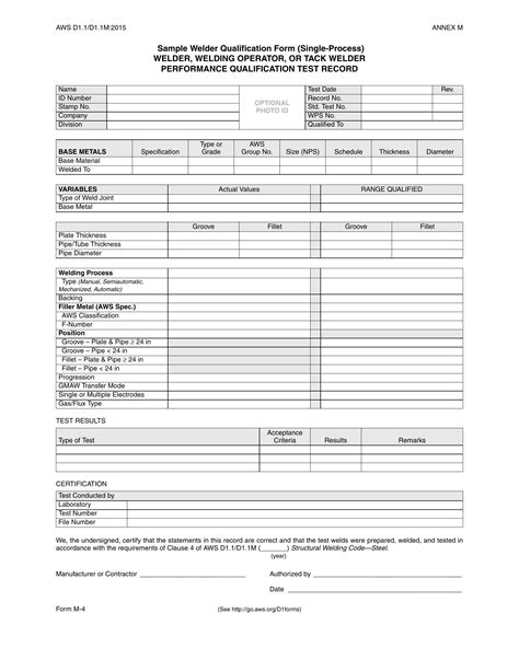 Aws Welder Qualification Form Requirements And Guidelines