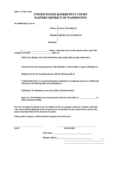 Bankruptcy Certificate Of Service Form: A Complete Guide