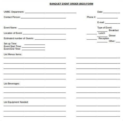 Banquet Event Order Form Template Made Easy