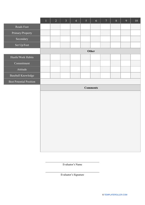 Baseball Tryout Evaluation Form Excel Template Download