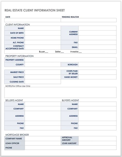 Basic Customer Info Form Template Word Download