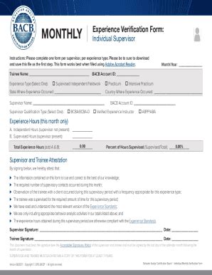 Bcba Monthly Verification Form: A Comprehensive Guide