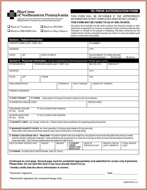 Bcbs Fep Prior Auth Form: Simplified Submission Process