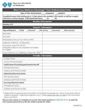 Bcbs Medicare Advantage Prior Authorization Form Requirements