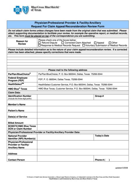 Bcbs Of Texas Additional Information Form: What You Need