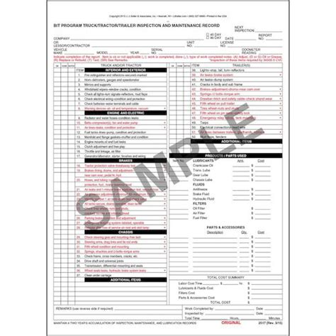 Bit Program Inspection Form Guide