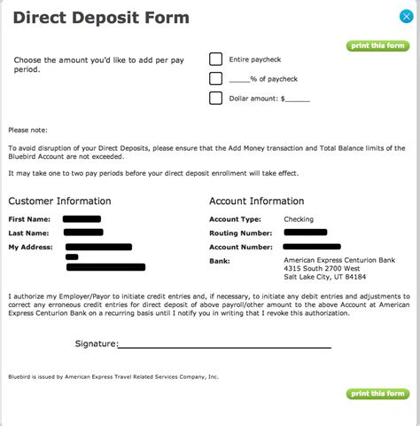 Bluebird Direct Deposit Form Made Easy