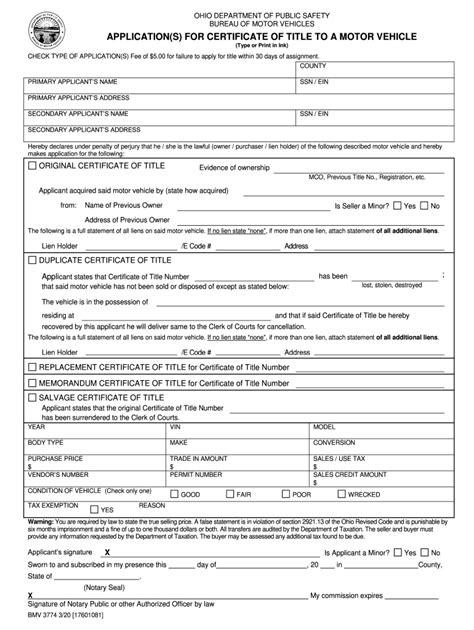 Bmv 3774 Form: A Step-By-Step Filling Guide