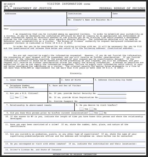 Bop Gov Visiting Form: A Complete Guide