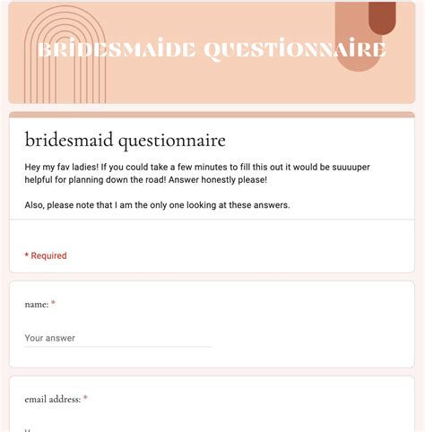 Bridesmaid Google Form Template For Easy Planning