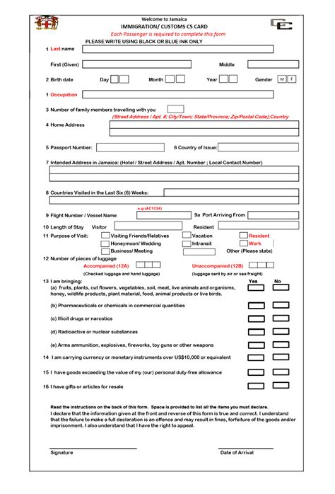 C5 Form For Entering Jamaica: Requirements And Guidelines