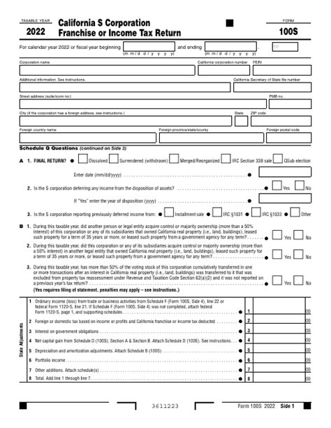 Ca Form 100s Filing Instructions And Guidelines