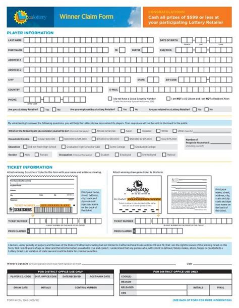 Ca Lottery Winning Claim Form: Guide To Cashing In